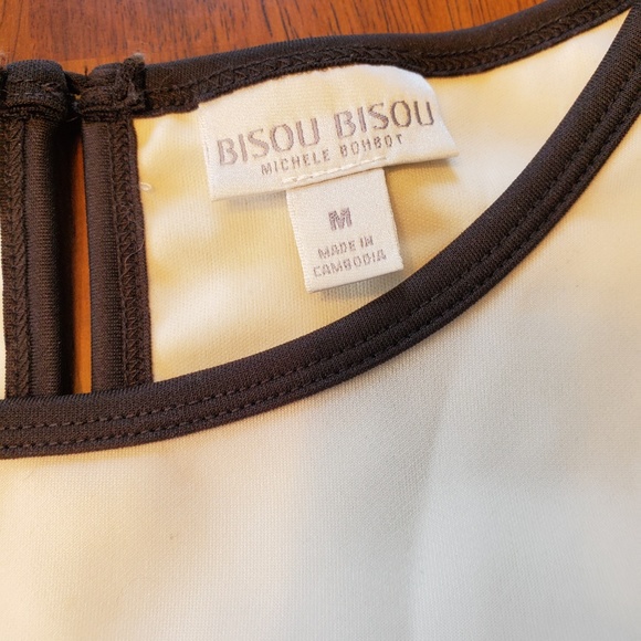 Bisou Bisou Peplum Black and White Top - Picture 2 of 7